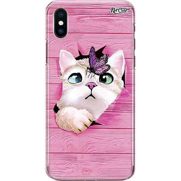 Capa Silicone NetCase Chapada Cat Playing with Butterfly