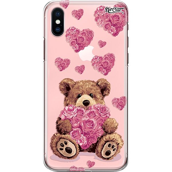 Capa Silicone NetCase Transparente Teddy Bear with Hearts of Roses