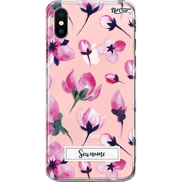 Capa Silicone NetCase Transparente Nome Rosas Florescendo