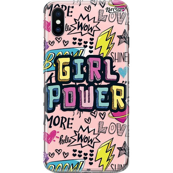 Capa Silicone NetCase Transparente Girl Power: Comic Balloons