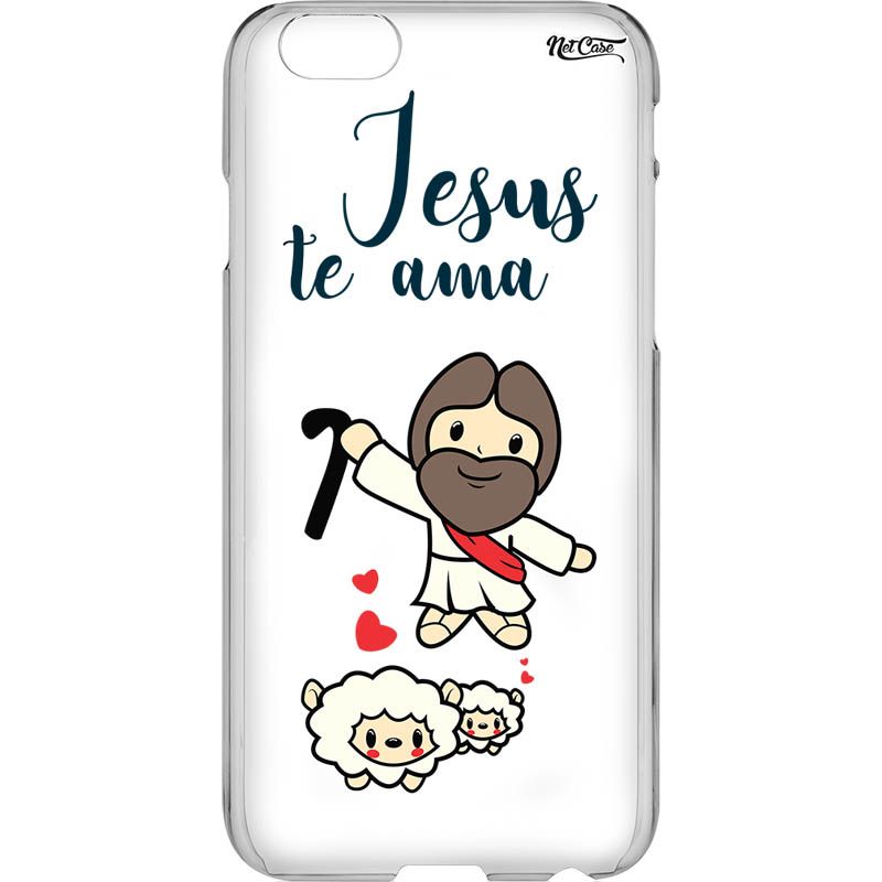 Capa Silicone NetCase Vazada Jesus Te Ama Cartoon