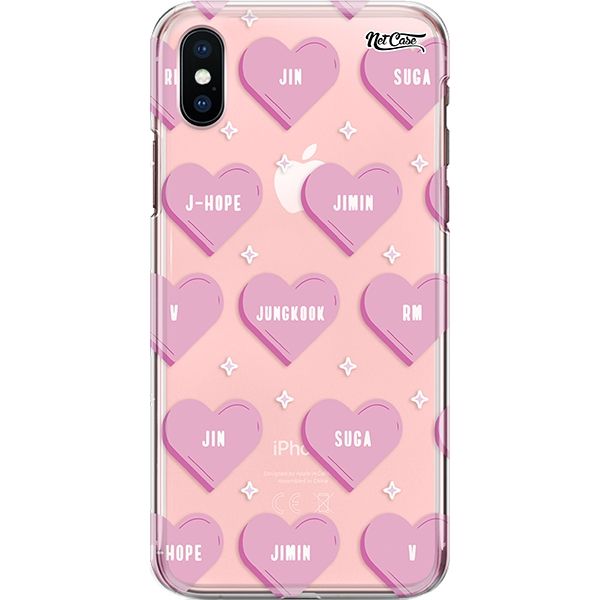 Capa Silicone NetCase Transparente Corações Bangtan Boys