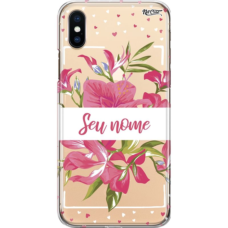 Capa Silicone NetCase Transparente Nome Pink Lilies