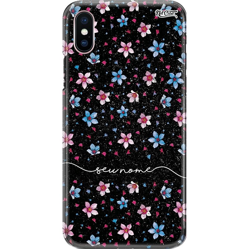 Capa Silicone NetCase Chapada Nome Gardênia Azul e Rosa