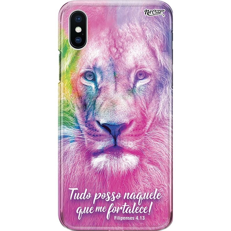 Capa Silicone NetCase Chapada Lion Color: Tudo Posso Naquele que Me Fortalece!