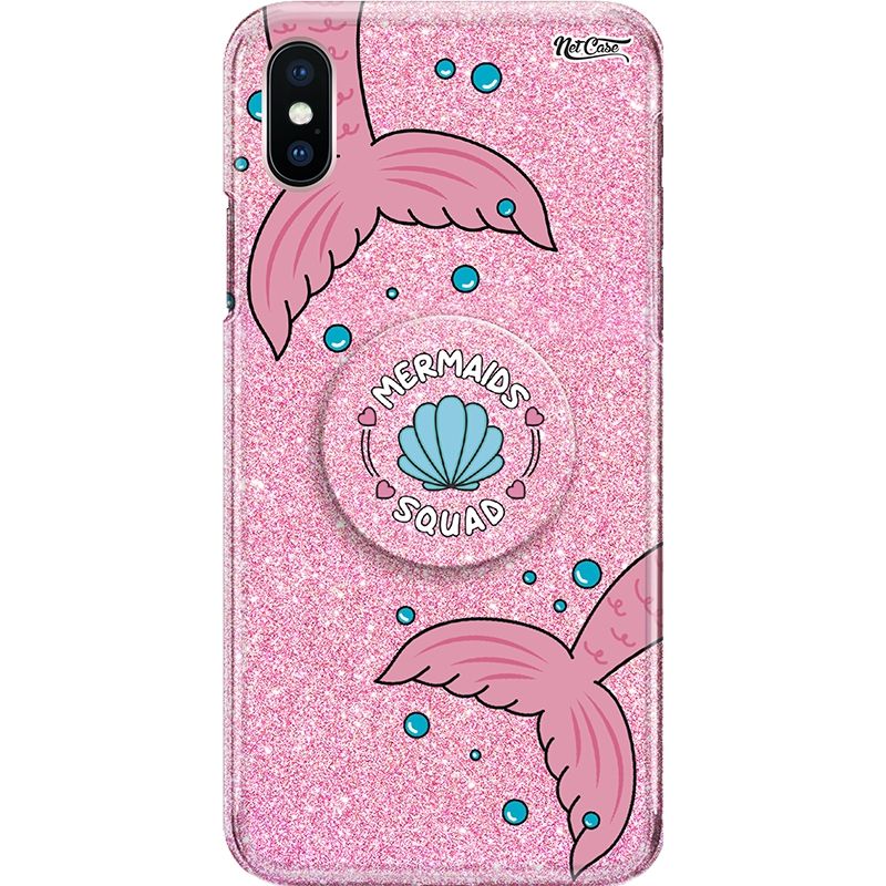 Capa Netcase Glitter + Pop 3in1 Rosa - Mermaids Squad