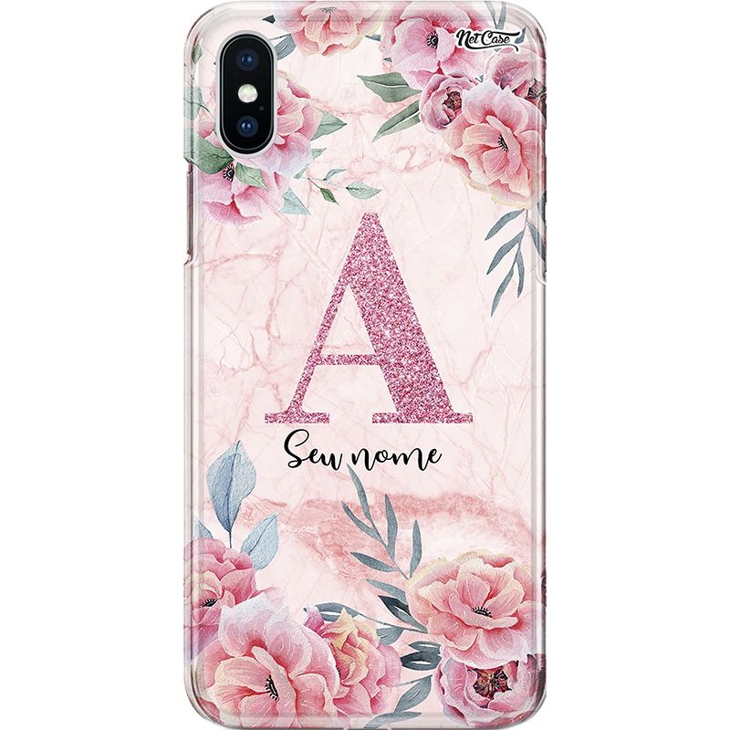Capa Silicone NetCase Chapada Nome Pink Floral Marble