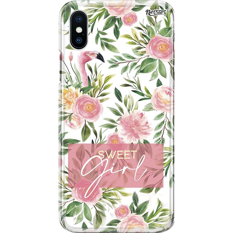 Capa Silicone NetCase Chapada Flamingo Flores Sweet Girl