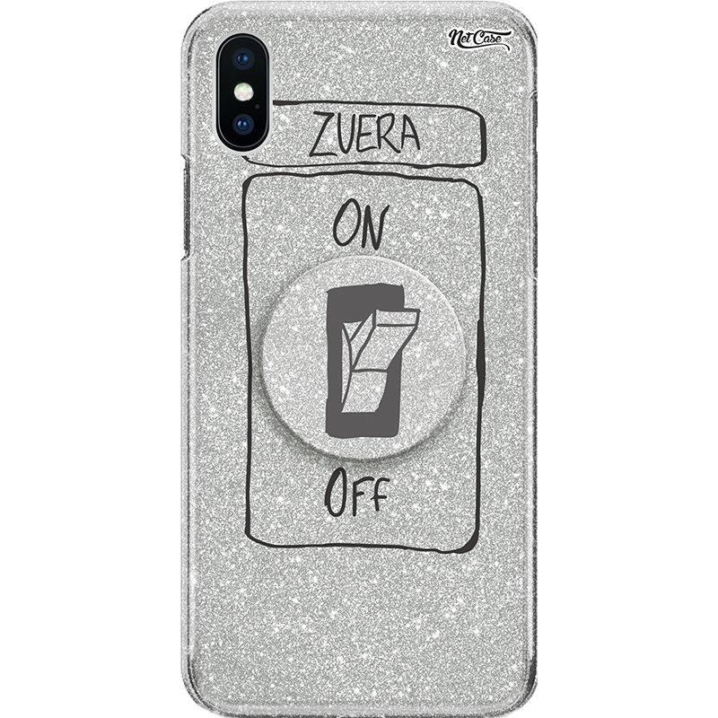 Capa Netcase Glitter + Pop 3in1 Prata - Zueira On/Off