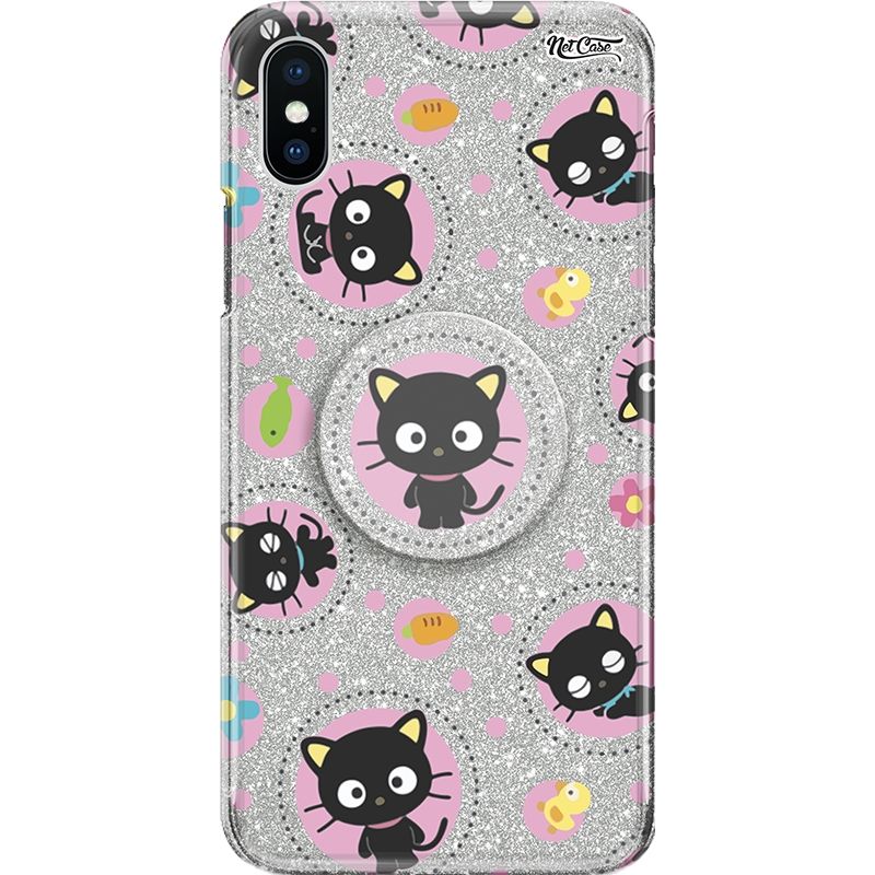 Capa Netcase Glitter + Pop 3in1 Prata - Cat Happiness
