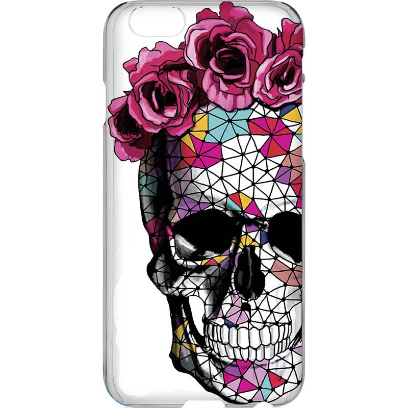 Capa Silicone NetCase Vazada Caveira Geométrica com Flores