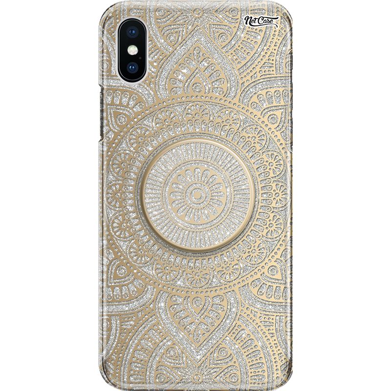 Capa Netcase Glitter + Pop 3in1 Prata - Mandala Dourada