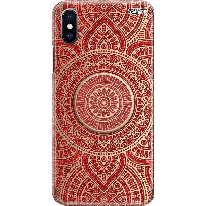 Capa Netcase Glitter + Pop 3in1 Vermelho - Mandala Dourada