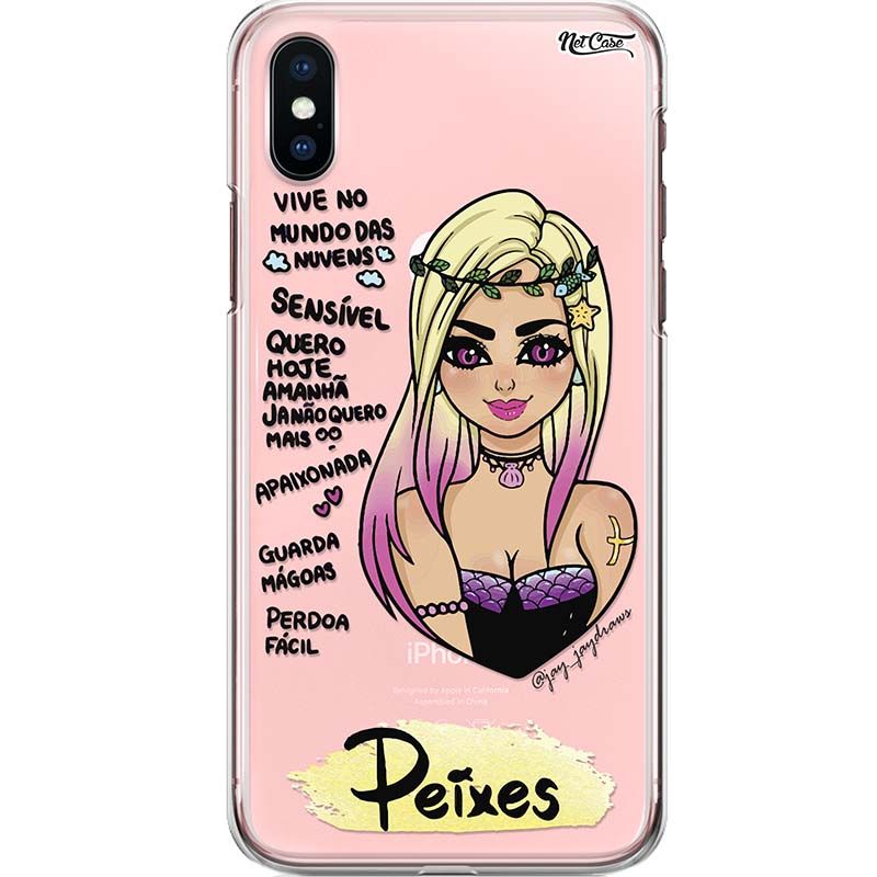 Capa Silicone NetCase Transparente Signo Peixes