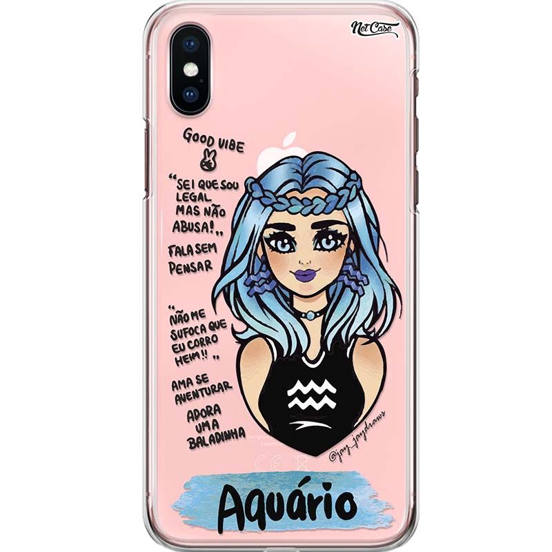 Capa Silicone NetCase Transparente Signo Aquário