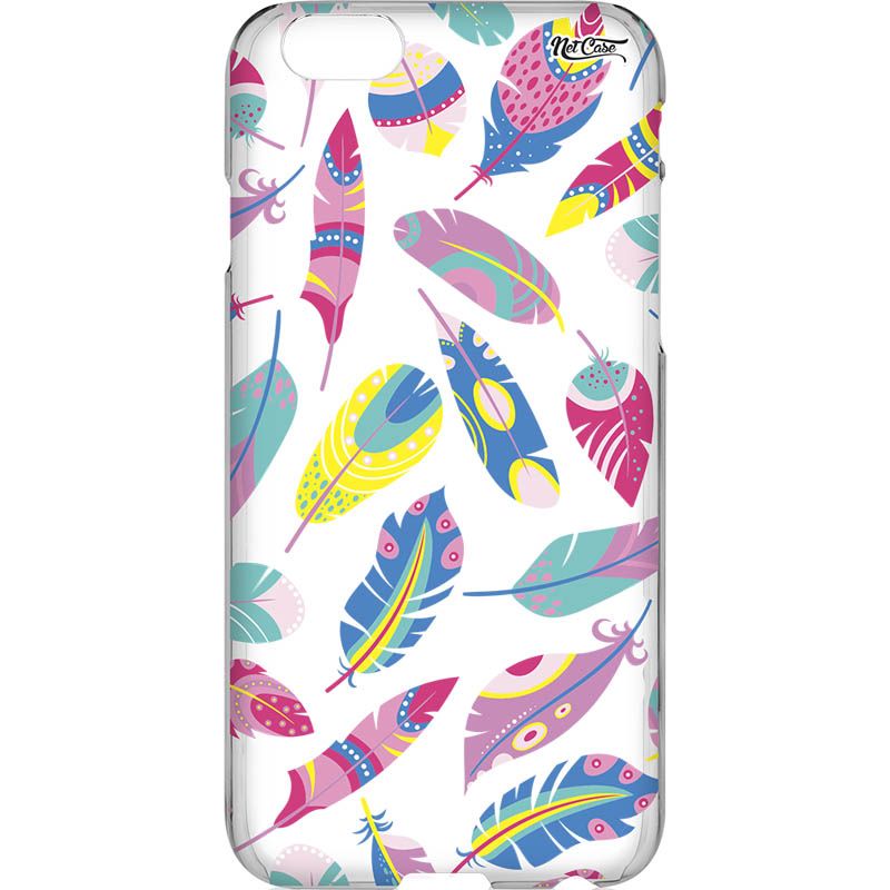 Capa Silicone NetCase Vazada Penas Coloridas