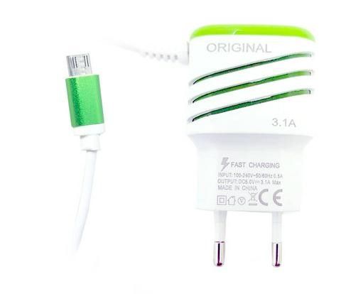 Carregador de Parede Ecooda Usb Dual - Micro Usb/V8 - Branco e Verde