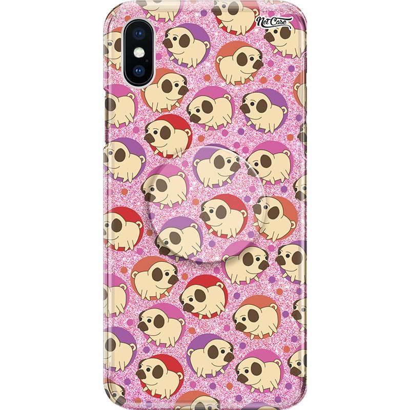 Capa Netcase Glitter + Pop 3in1 Rosa - Pugs Poá