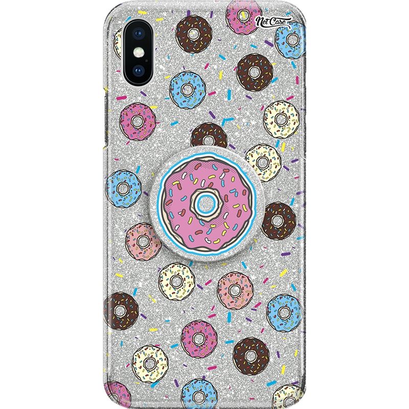 Capa Netcase Glitter + Pop 3in1 Prata - Donuts