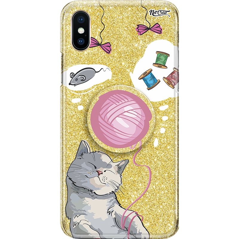 Capa Netcase Glitter + Pop 3in1 Dourado - Cat Dream