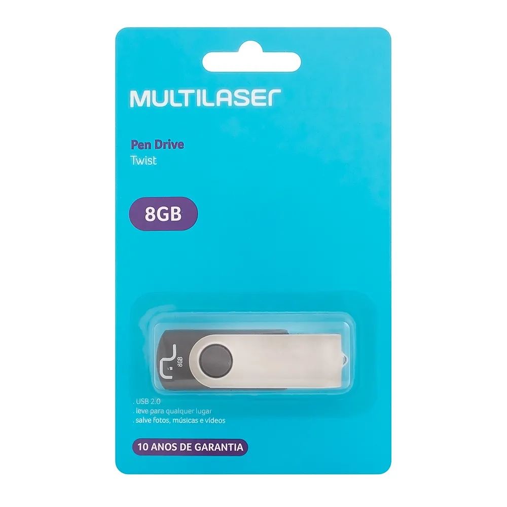 Pen Drive Multilaser 8GB - Preto com Prata