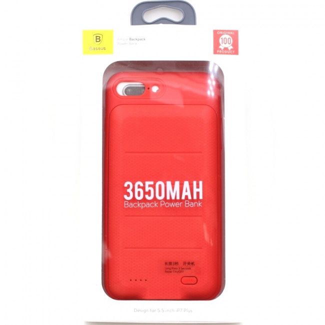 Capa Carregadora Ample Backpack Baseus para IPhone 7 Plus - 3650mAh - Vermelho