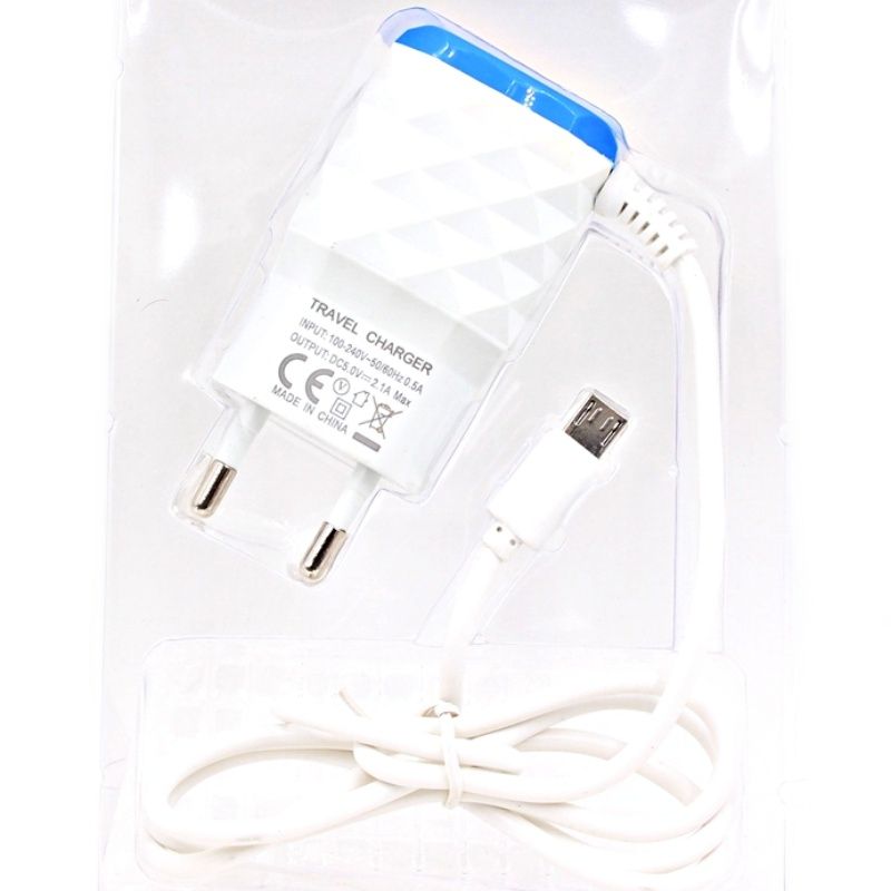 Carregador de Parede Smart Usb Dual - Type C - Branco e Azul 