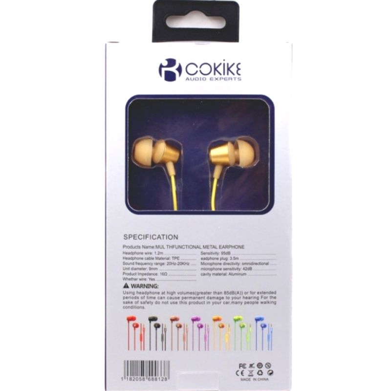 Fone de Ouvido Cokike X-12 - Dourado