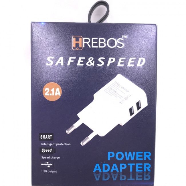 Carregador de Parede Universal Usb Duplo HRebos 2.1A - Branco