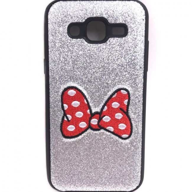 Capa Glitter Desenhos Bordado - Minnie Laço para Samsung Galaxy J5 - J500