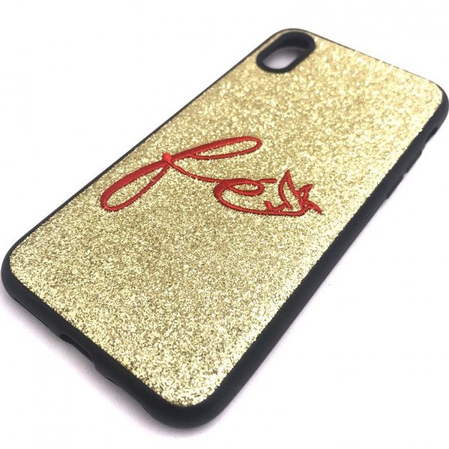 Capa Glitter Desenhos Bordado - Fé Dourado para IPhone X