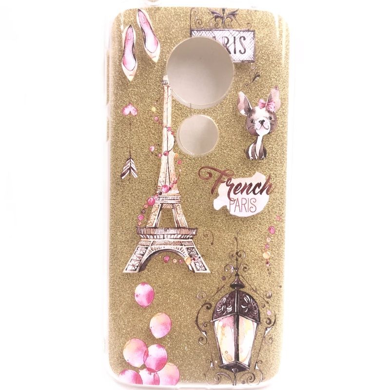 Capa Glitter Desenhos - French Paris para Motorola Moto G6