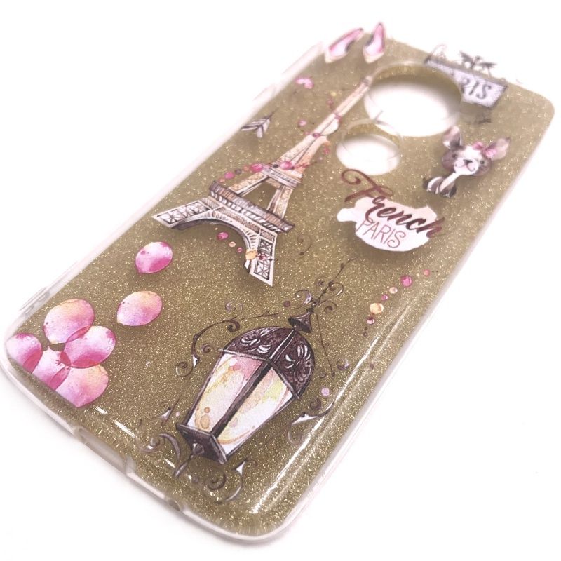 Capa Glitter Desenhos - French Paris para Motorola Moto G6