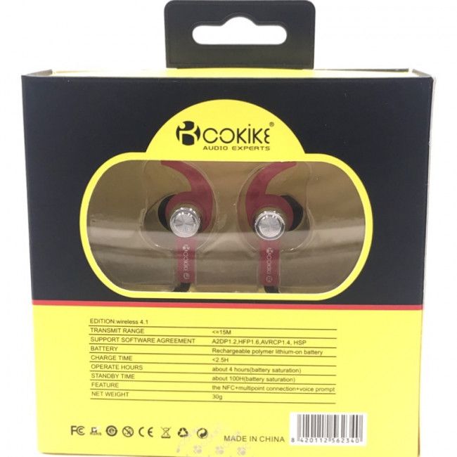 Fone de Ouvido Bluetooth Cokike BL-K380 Sport - Vermelho