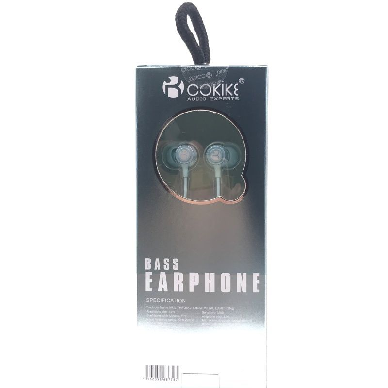 Fone de Ouvido Cokike Tipo Mola M1 Bass Earphone - Azul Celeste