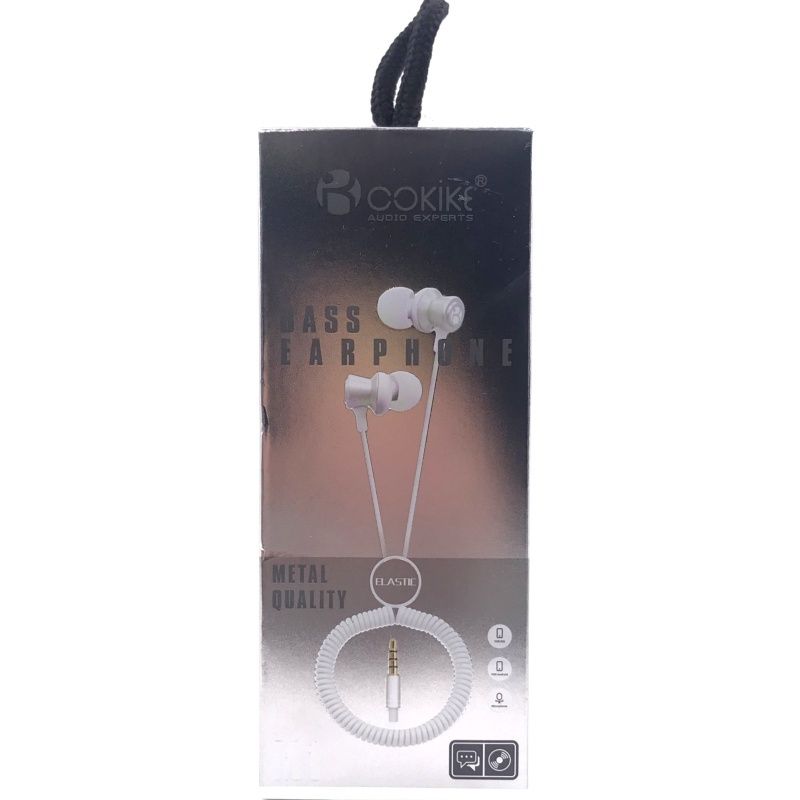 Fone de Ouvido Cokike Tipo Mola M1 Bass Earphone - Branco