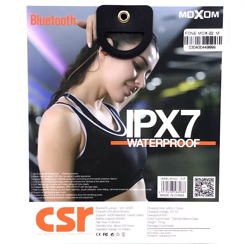 Fone de Ouvido Bluetooth Moxom mox22 Sport - Laranja