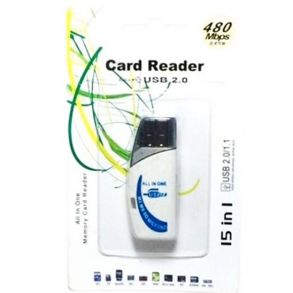 Leitor De Cartão 15 em1 Multi Card Reader Usb 2.0 - Preto