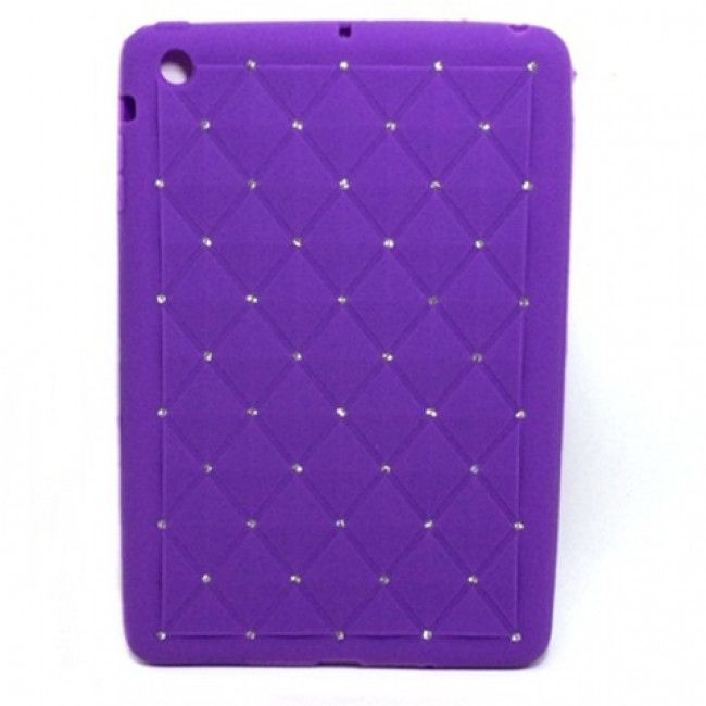 Capa Emborrachada com Strass para IPad Mini - Roxo