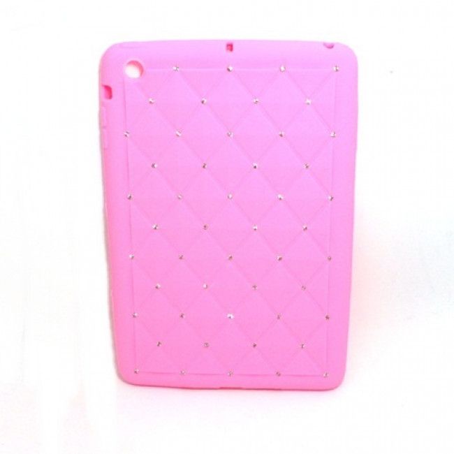 Capa Emborrachada com Strass para IPad Mini - Rosa