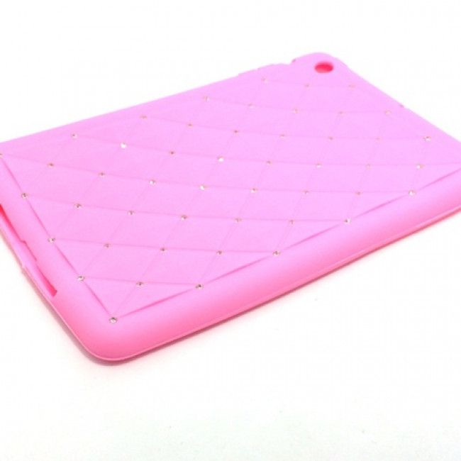 Capa Emborrachada com Strass para IPad Mini - Rosa