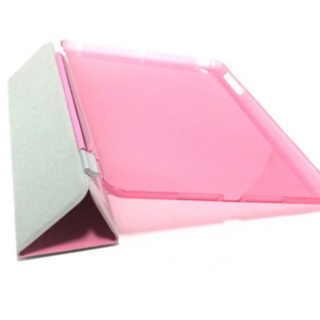 Capa Smart Cover com Fundo Transparente Removível para IPad Mini - Rosa