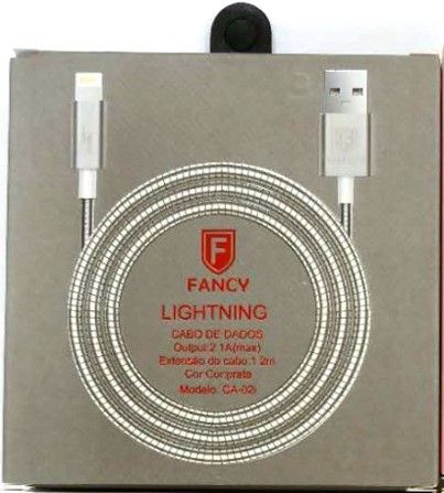 Cabo de Dados Flexível Metalizado Usb Fancy CA-02i - 1,2 Metros - Para Usb Lightning (IPhone) - Prata