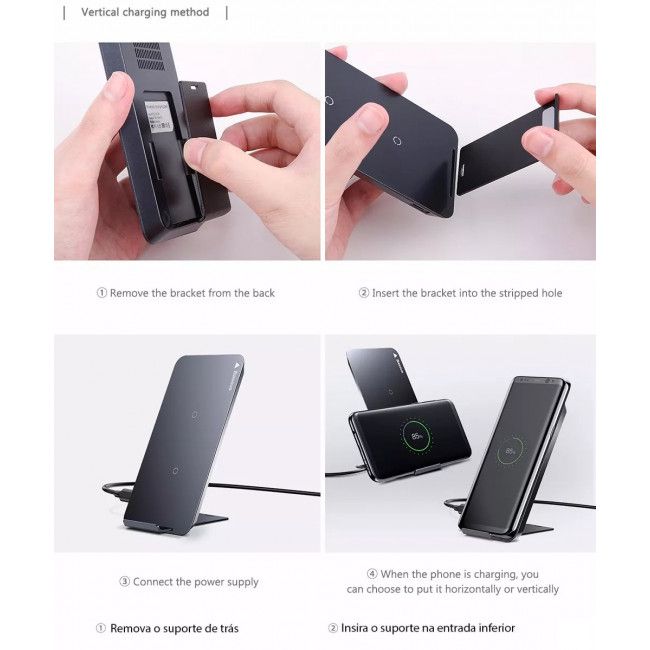 Carregador por Indução Baseus Desktop Wireless Suport - Preto