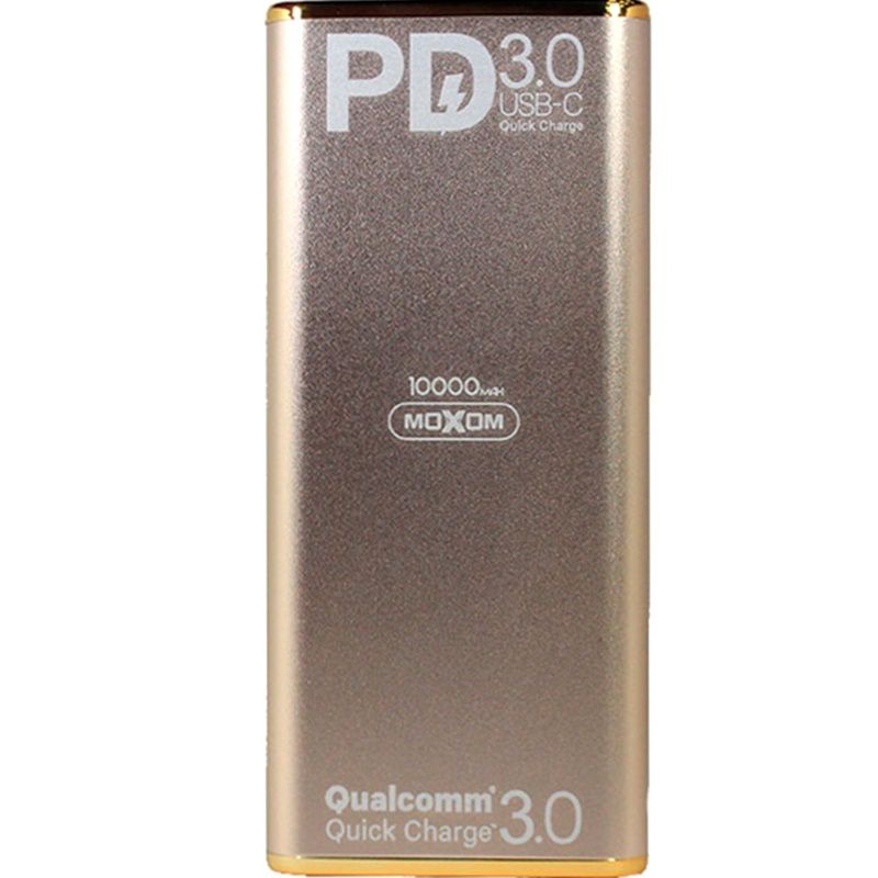 Bateria Extra Portátil Universal Power Bank Moxom Usb QC3.0 - MI-11 - 10000mAh - Dourado