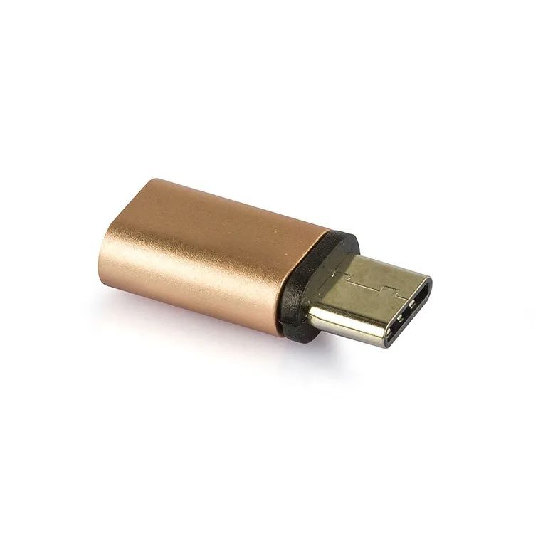 Adaptador OTG Micro USB/ V8 para Tipo C - Dourado