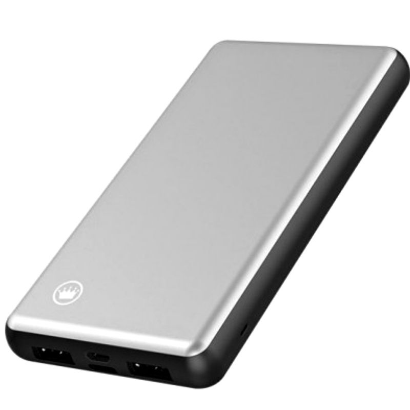 Bateria Extra Portátil Universal Power Bank Metálico Kimaster Dual Usb - E11 - 10000mAh - Prata