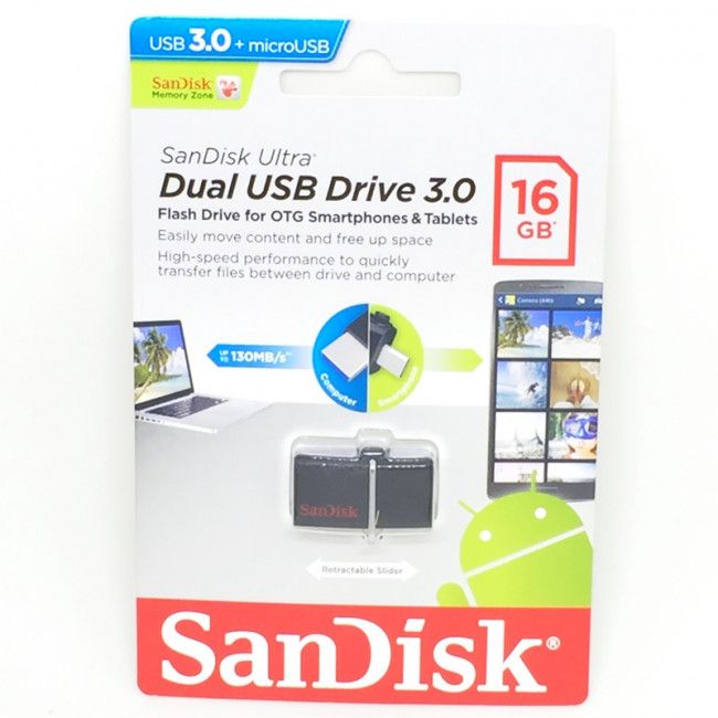 Pen Drive Dual Usb 3.0 SanDisk Ultra 16GB - Preto