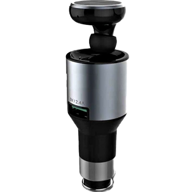 Carregador Veicular Usb + Fone de Ouvido Bluetooth Universal Ebai 2.4A - Preto