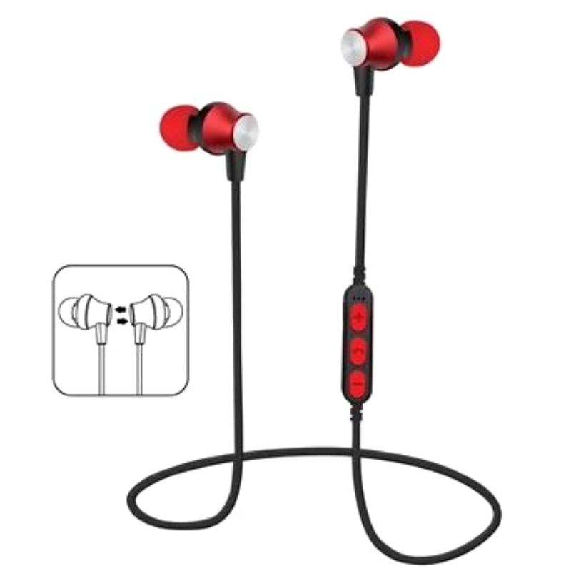 Fone de Ouvido Bluetooth MS-T2 com Pólos Magnéticos - Vermelho